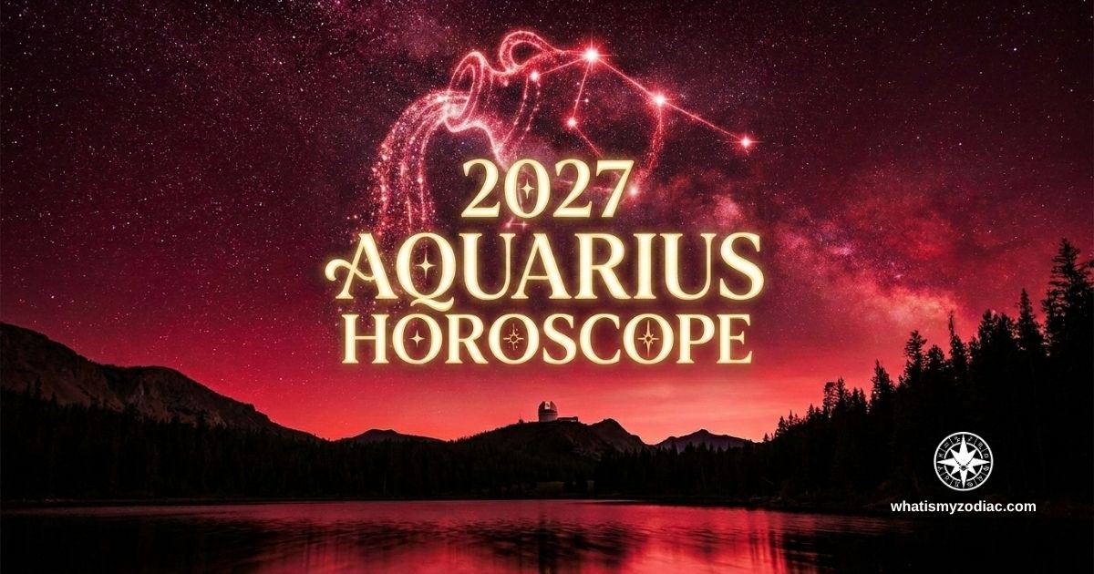 Aquarius 2027 annual horoscope — Two eclipses in Aquarius 1st house seed a new personal era, Jupiter in Leo expands the 7th house partnerships, Pluto transforms identity in the 1st house