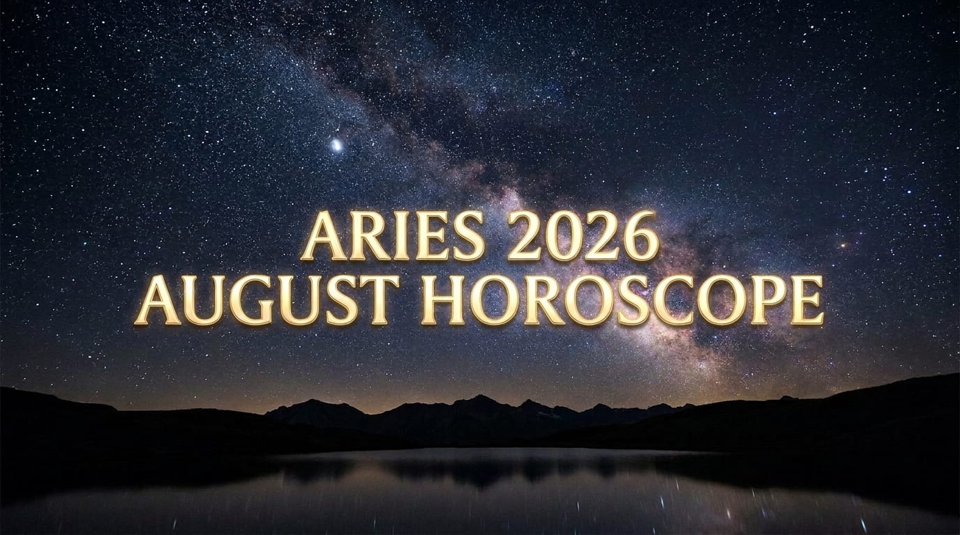 Aries August 2026 monthly horoscope — Total Solar Eclipse in Leo ignites the 5th house of creativity and romance, Saturn retrograde reviews identity, Lunar Eclipse in Pisces brings release