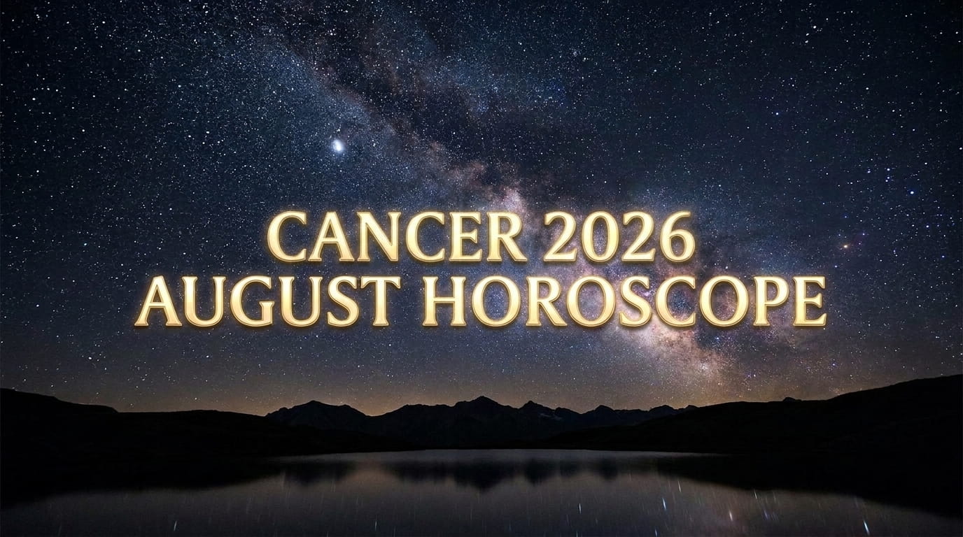 Cancer August 2026 monthly horoscope — Total Solar Eclipse in Leo ignites the 2nd house of money and self-worth, Saturn retrograde tests the 10th house of career, Lunar Eclipse in Pisces resets belief and vision