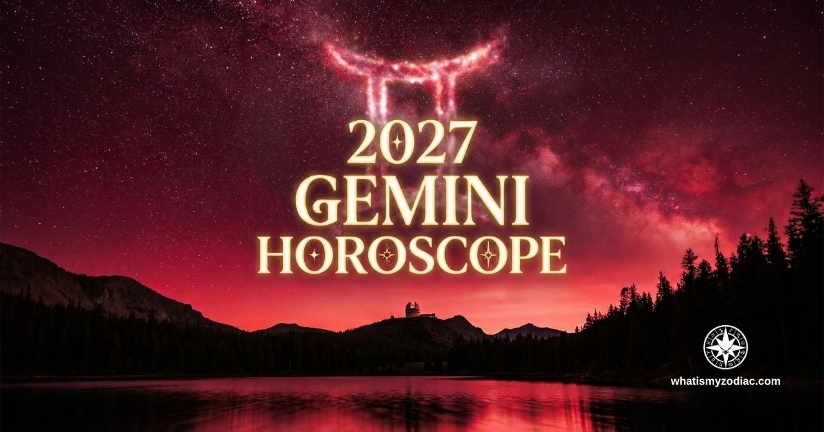 Gemini 2027 annual horoscope — Uranus in Gemini electrifies the 1st house, Jupiter in Leo expands the 3rd house of communication, Saturn and Neptune focus the 11th house